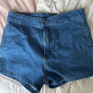 SHEIN Blue Jean Shorts High-Waisted Cut-Off